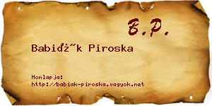 Babiák Piroska névjegykártya